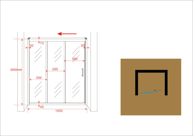 Wiesbaden 3-delige nis schuifdeur 90-100 cm x 200 cm - Afbeelding 6